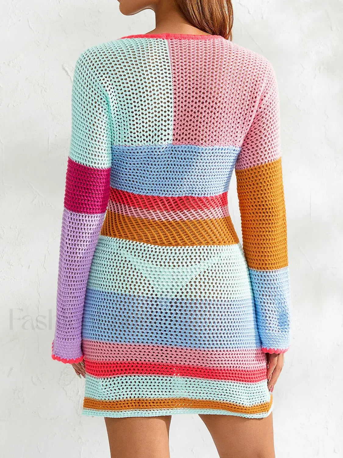 Knitted Cutout Stripe Mini Dress Secondary image