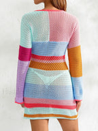 Knitted Cutout Stripe Mini Dress