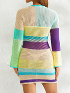 Knitted Cutout Stripe Mini Dress