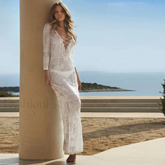 Knitted Hollow Long Dress Cover Up