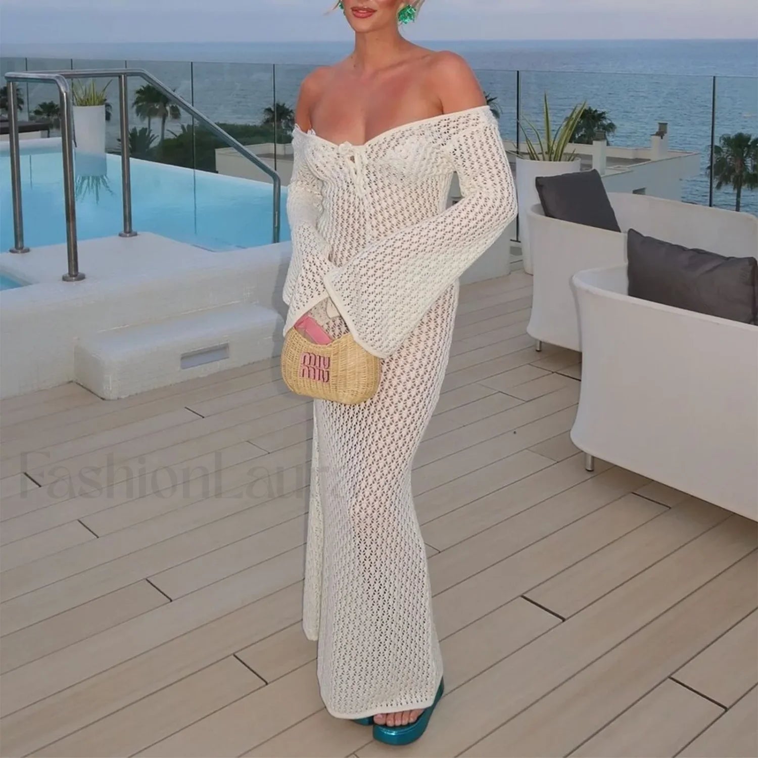 Knitted Long Sleeve V Neck Tie Up Cover Up Secondary image