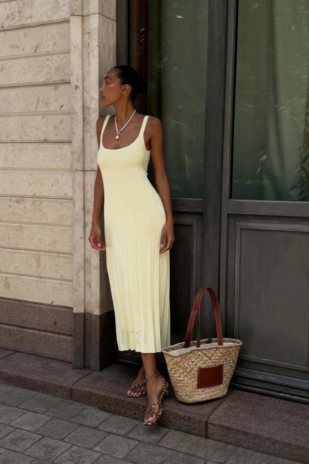 Knitted Sleeveless Halter Strappy Maxi Dress Secondary image
