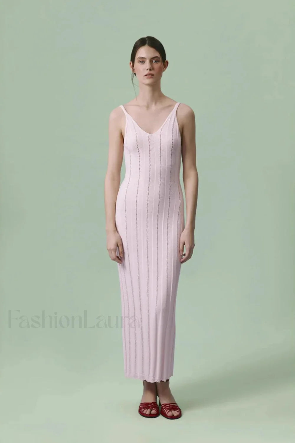 Knitted V Neck Sleeveless Halter Maxi Dress Main image