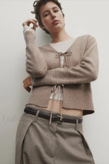 Knot Design Wool Blend Cardigan