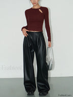 Knotted Cutout Skinny T Shirt T Shirts