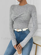 Knotted Skinny Jersey Top Light Grey / XS T Shirts