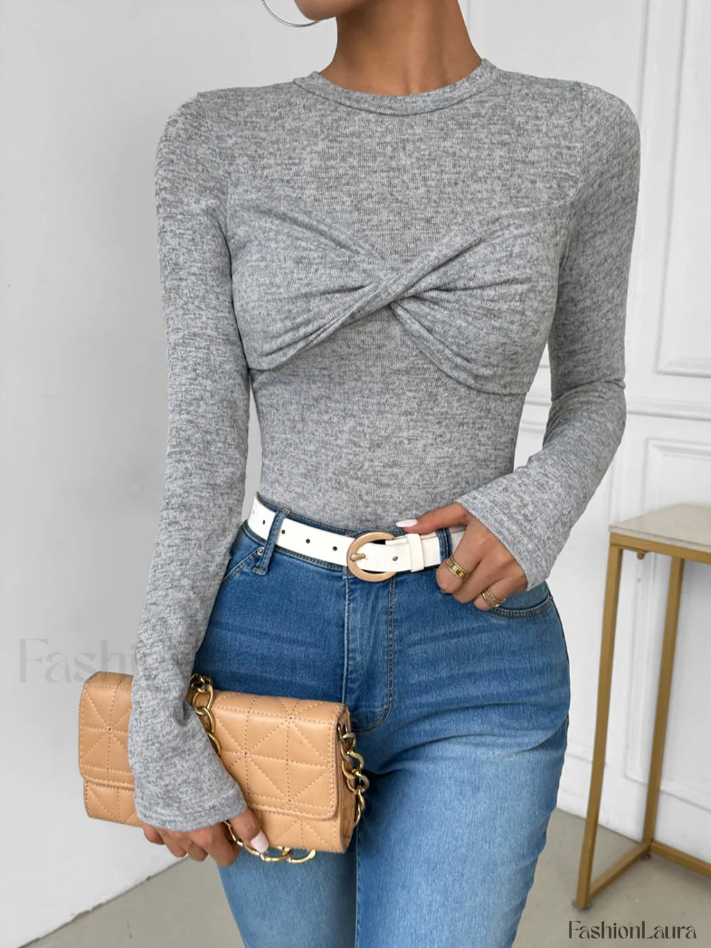 Knotted Skinny Jersey Top T Shirts
