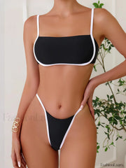 Knotted Splicing Padded Bikini Set Black / S
