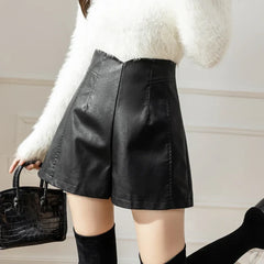 Korean Fashion Zipper High Waist Casual Boots Shorts Black / S