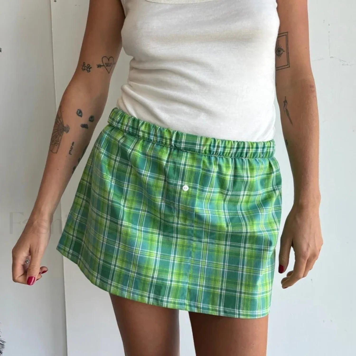 Korean Plaid Boxer Mini Skirt Main image