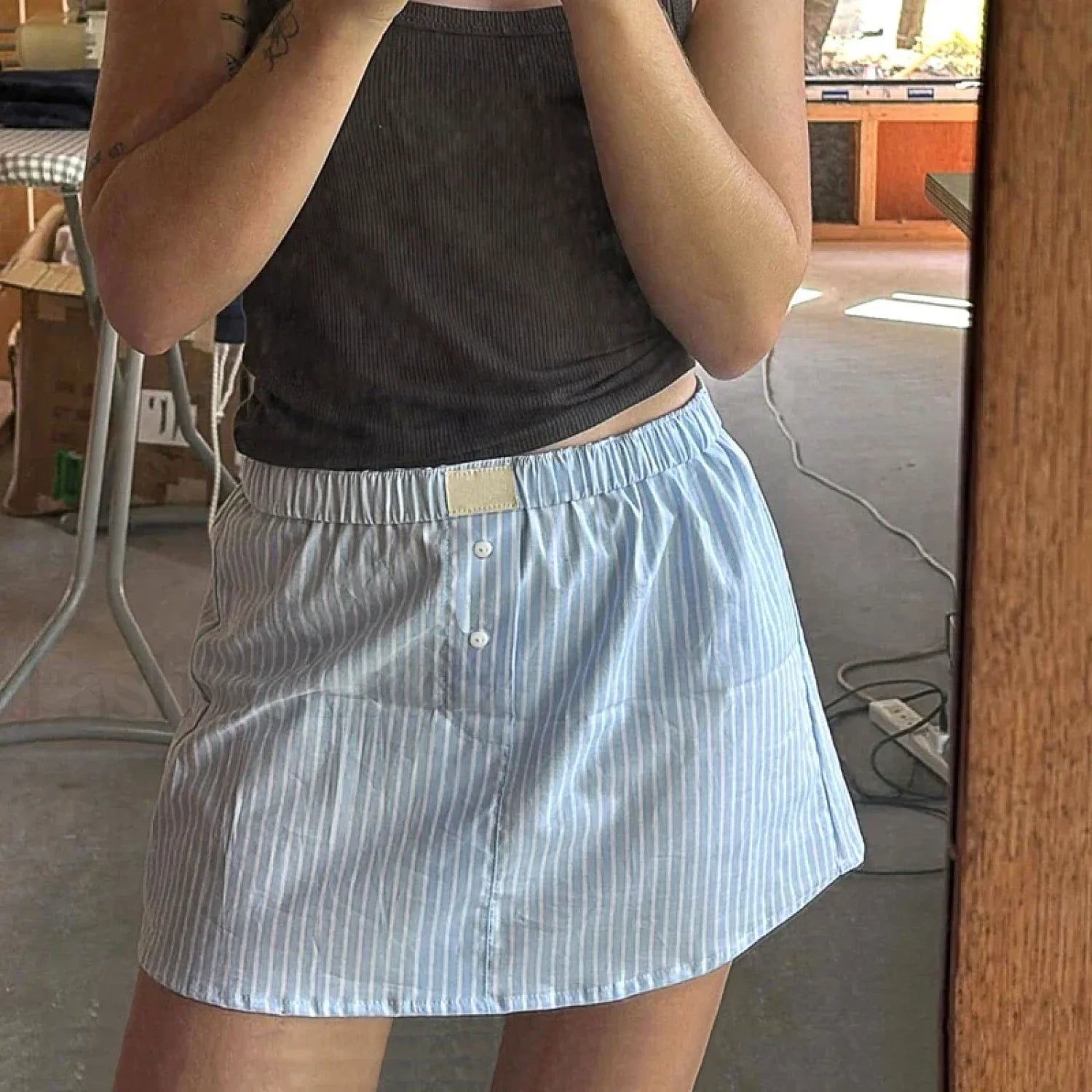 Korean Plaid Boxer Mini Skirt Secondary image