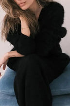 Korean Style Long Sleeve Knit Cardigan Black / S