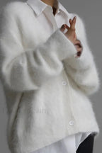 Korean Style Long Sleeve Knit Cardigan White / S
