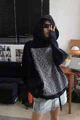 Korean Style Vintage Hooded Hoodie Black / S