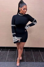 Kris Rhinestone Stylish Bodycon Dress