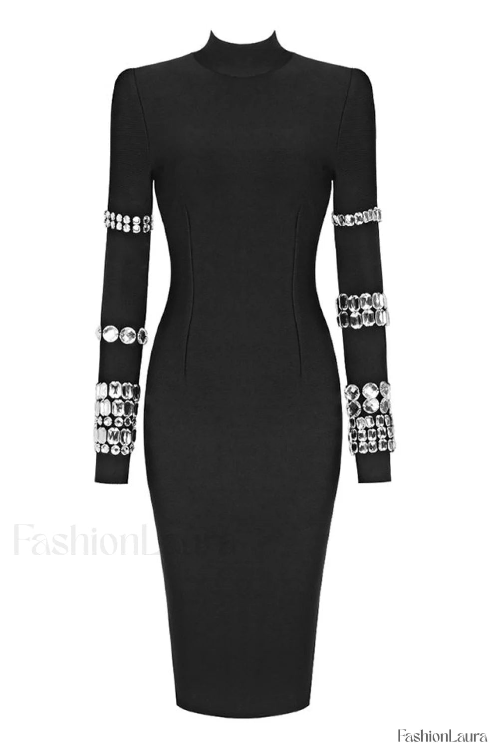 Kris Rhinestone Stylish Bodycon Dress XS / Black