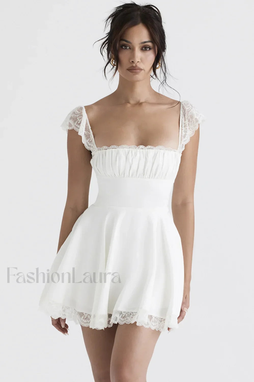 Lace A-Line Stylish Mini Dress Secondary image