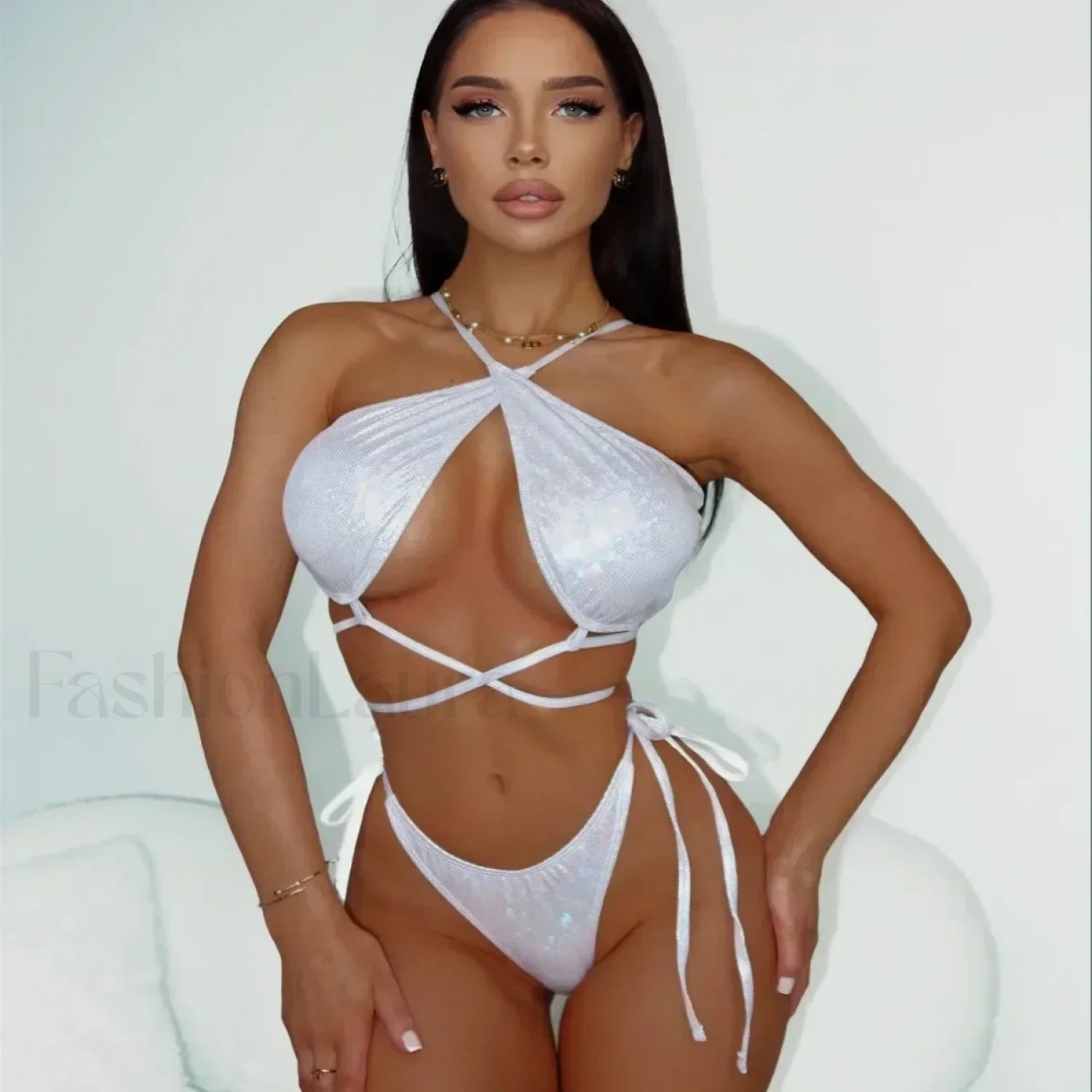 Lace Backless Split Sexy Bikini Set Secondary image