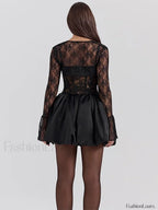 Lace Bandage See Through Mini Dress