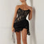 Lace Bandage Sheer Mini Dress Black / S