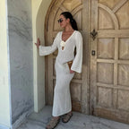 Lace Bat Sleeve Beach Shirt Cover Up WHITE / S