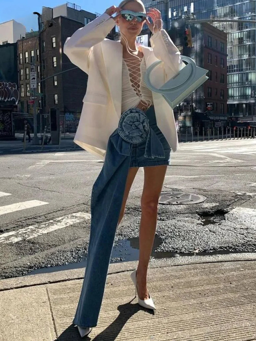 Lace Bow Mesh Mini Skirt