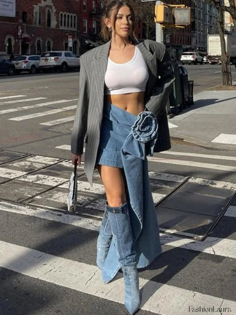 Lace Bow Mesh Mini Skirt BLUE / XS