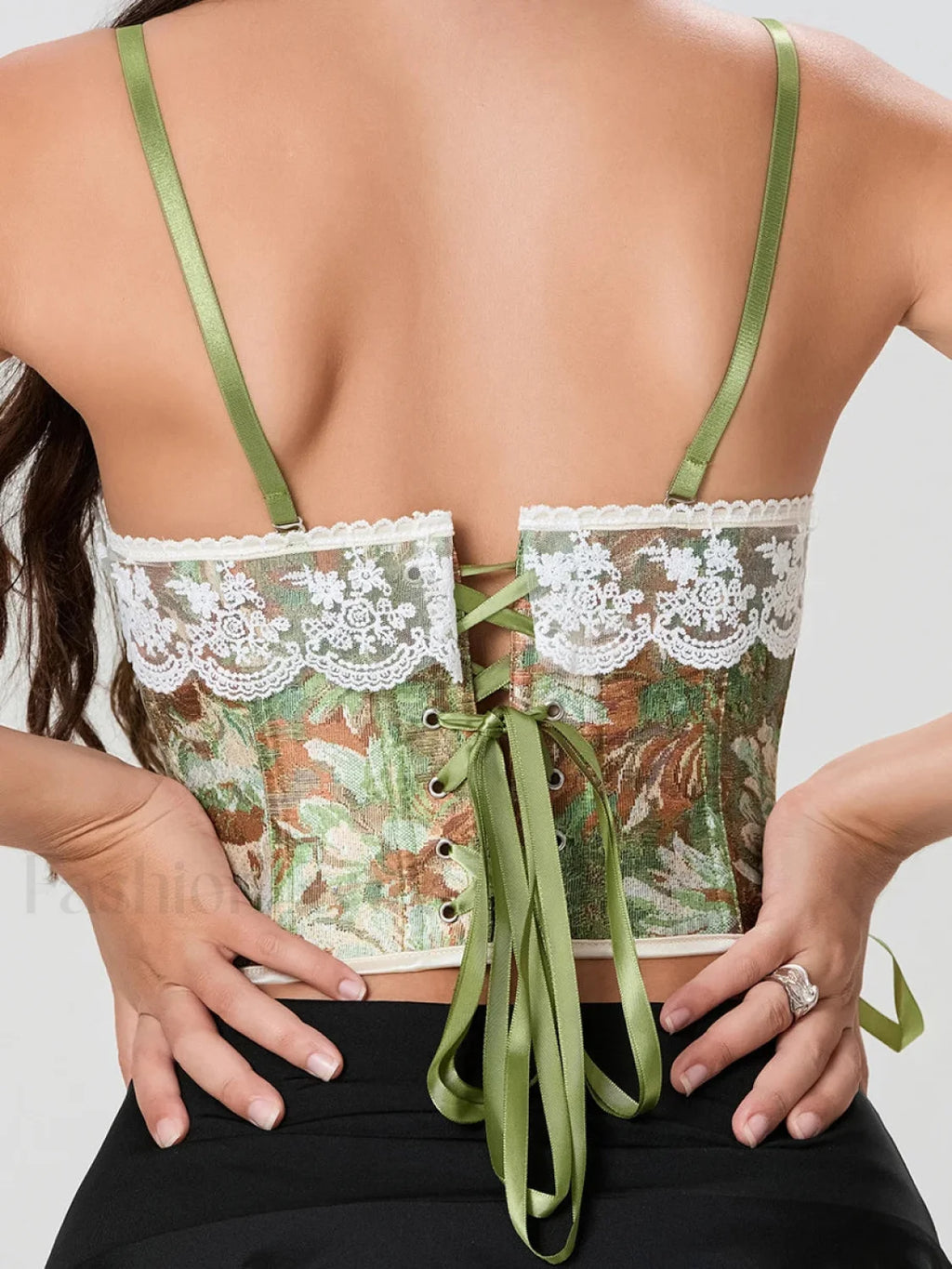 Lace Corset Tie Back Crop Top