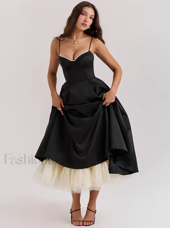 Lace Draped Off Shoulder Midi Dress Black / S Main image