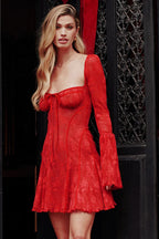 Lace Flared Sleeve Tube Top Backless Spice Girl Mini Dress