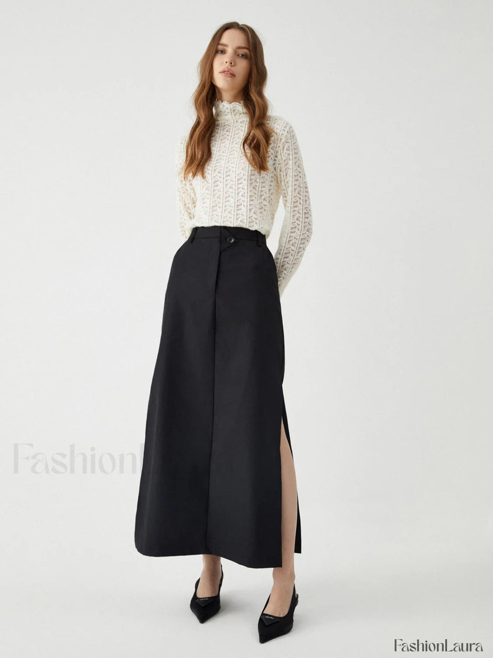 Lace Floral Graceful Pattern Mockneck Top T Shirts