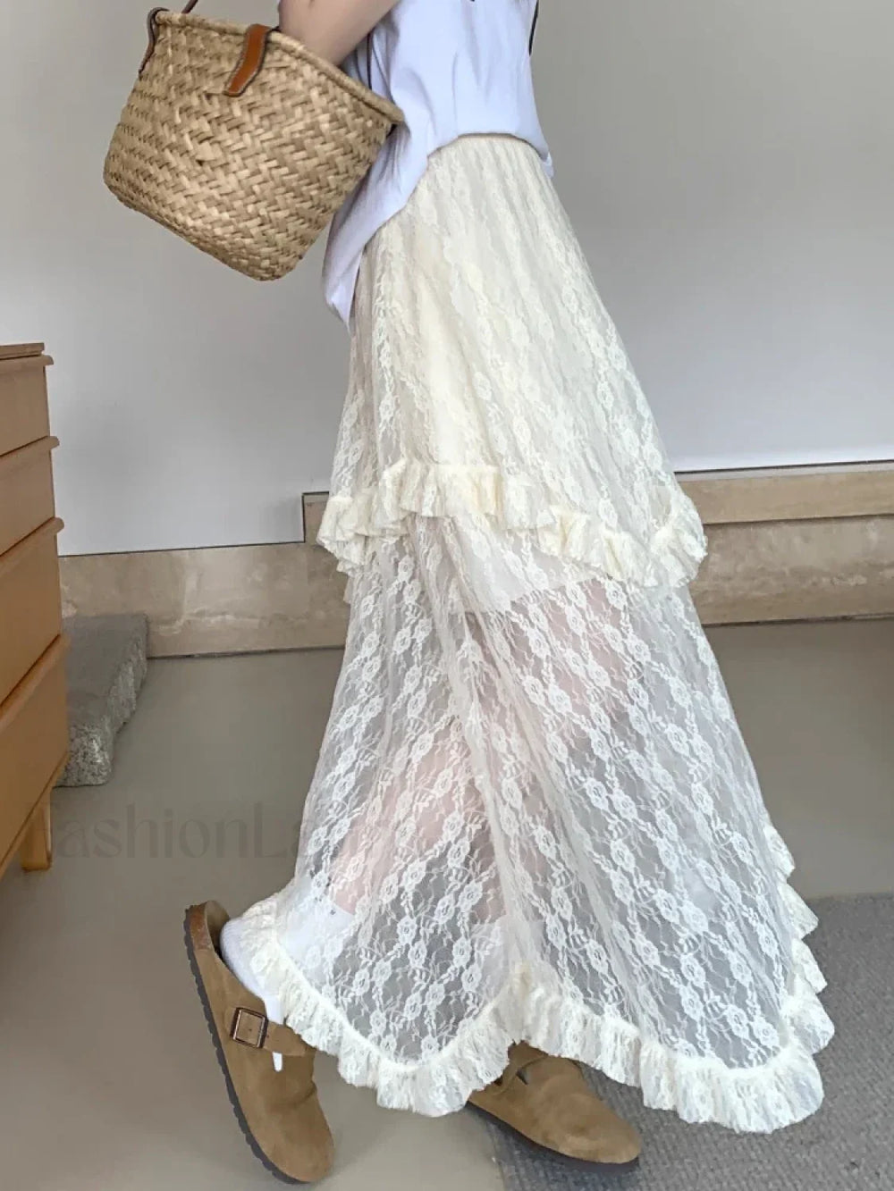 Lace Goth Asymmetrical Ruched Skirt