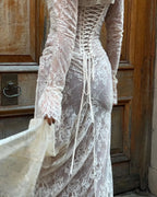 Lace Hollow Cape Maxi Dress