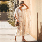 Lace Kaftan Pareo Beach Cover Up WHITE / One Size