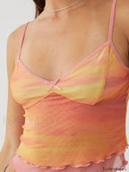 Lace Mesh V Neck Crop Top