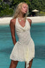 Lace Neck Halter Waist Slim Spice Girl Mini Dress Skin Color / S