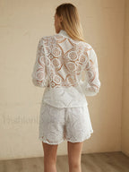 Lace Overlay Two Trendy Piece Shorts Set Short Sets