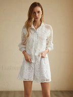Lace Overlay Two Trendy Piece Shorts Set Short Sets