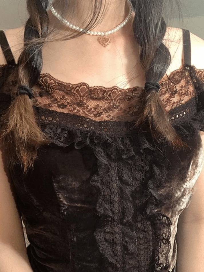 Lace Paneled Bardot Blouse Shirts