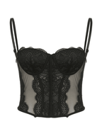 Lace Paneled Mesh Corset Top Tops&Tees
