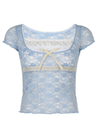 Lace Patchwork Crop Blouse Shirts