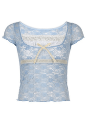 Lace Patchwork Crop Blouse Shirts