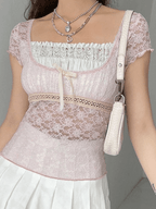 Lace Patchwork Crop Blouse Shirts