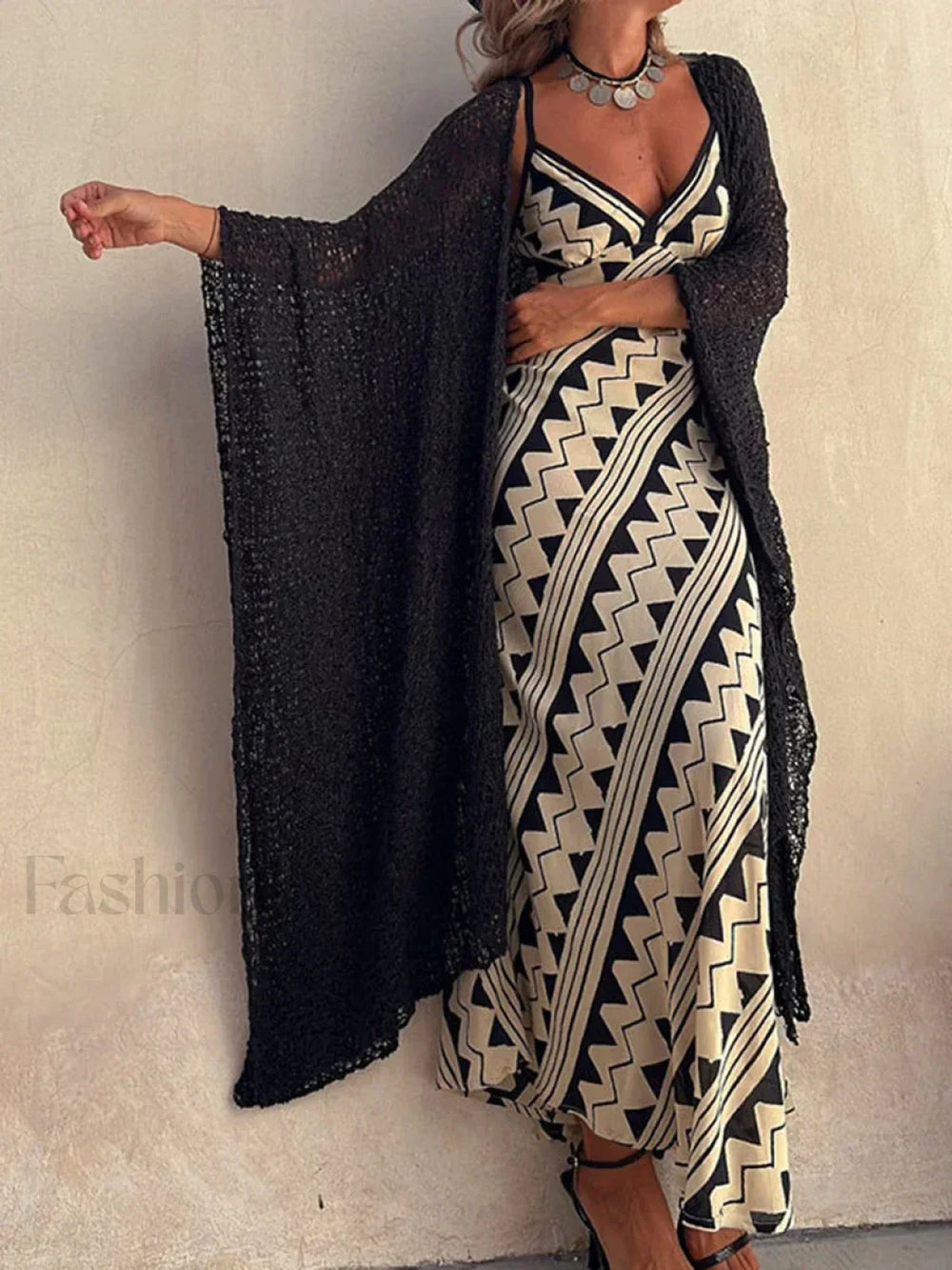 Lace Patchwork Deep V Boho Dress