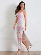 Lace Patchwork Mesh Floral Dress