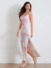 Lace Patchwork Mesh Floral Dress