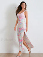 Lace Patchwork Mesh Floral Dress