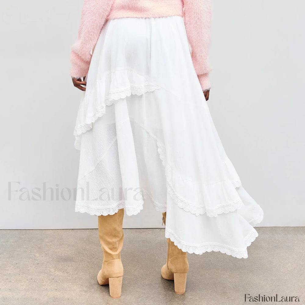 Lace Patchwork Midi Skirt