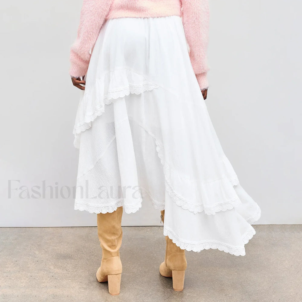 Lace Patchwork Midi Skirt