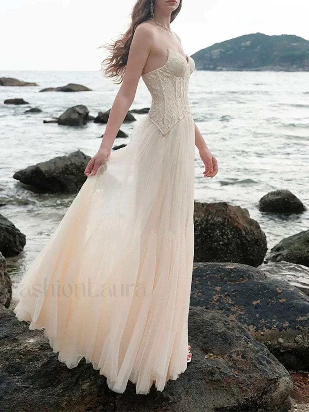 Lace Patchwork Pink Maxi Dress